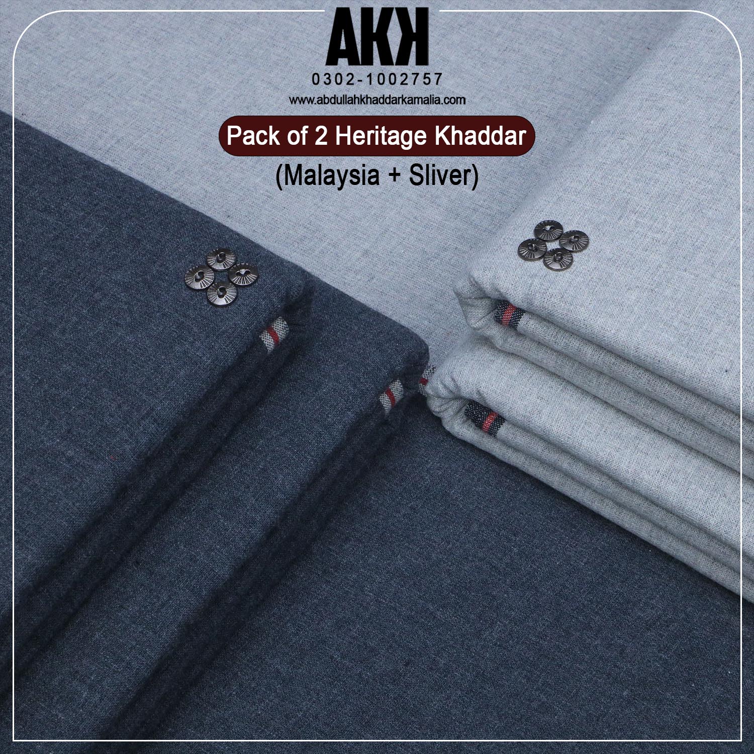 PACK OF 2 COTTON KHADDI ( MASLAYSA +SLIVER)