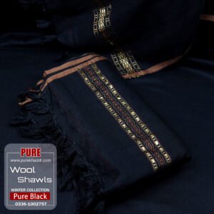 MENS WOOL SHAWL PURE BLACK